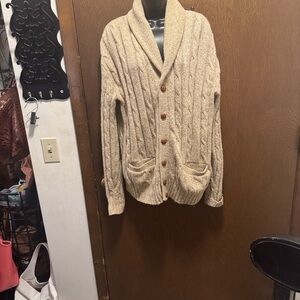 Men's Classic Beige Cable Knit Cardigan